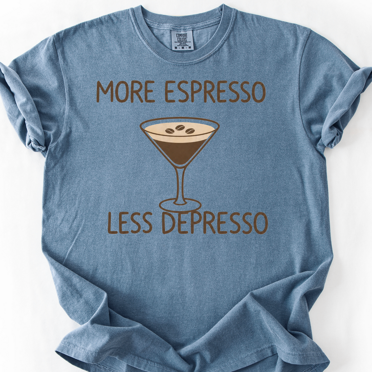 Less Depresso Martini T-Shirt — Blue Jean